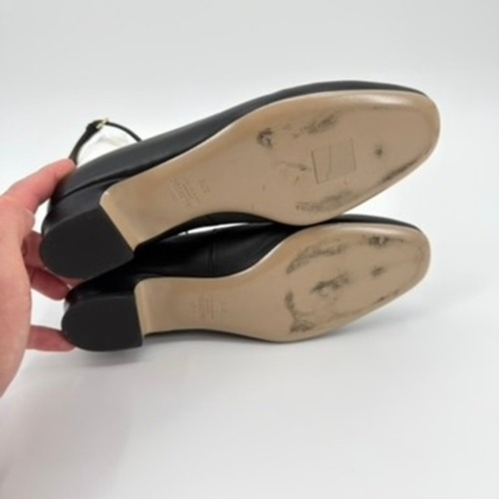 Valentino Garavani Black Leather Ankle Strap Flats TWDS0486 NK2 Size 37.5 - Picture 7 of 12